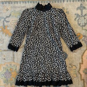 Rebecca Taylor Black and White Bishop Sleeve Dress